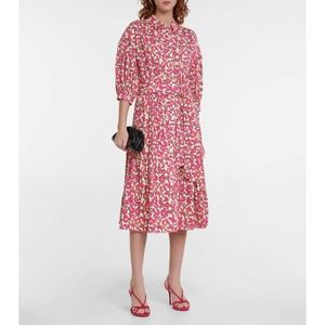 NWT DIANE VON FURSTENBERG Pink White Luna Printed Cotton Midi Dress XL
